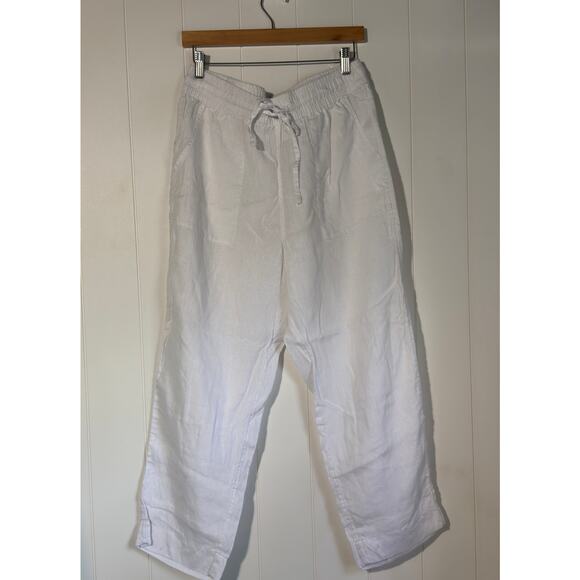 Sigrid Olsen · Large · 100% Linen Pull‑On Pants · Elastic Waist · White Coastal - Picture 2 of 6